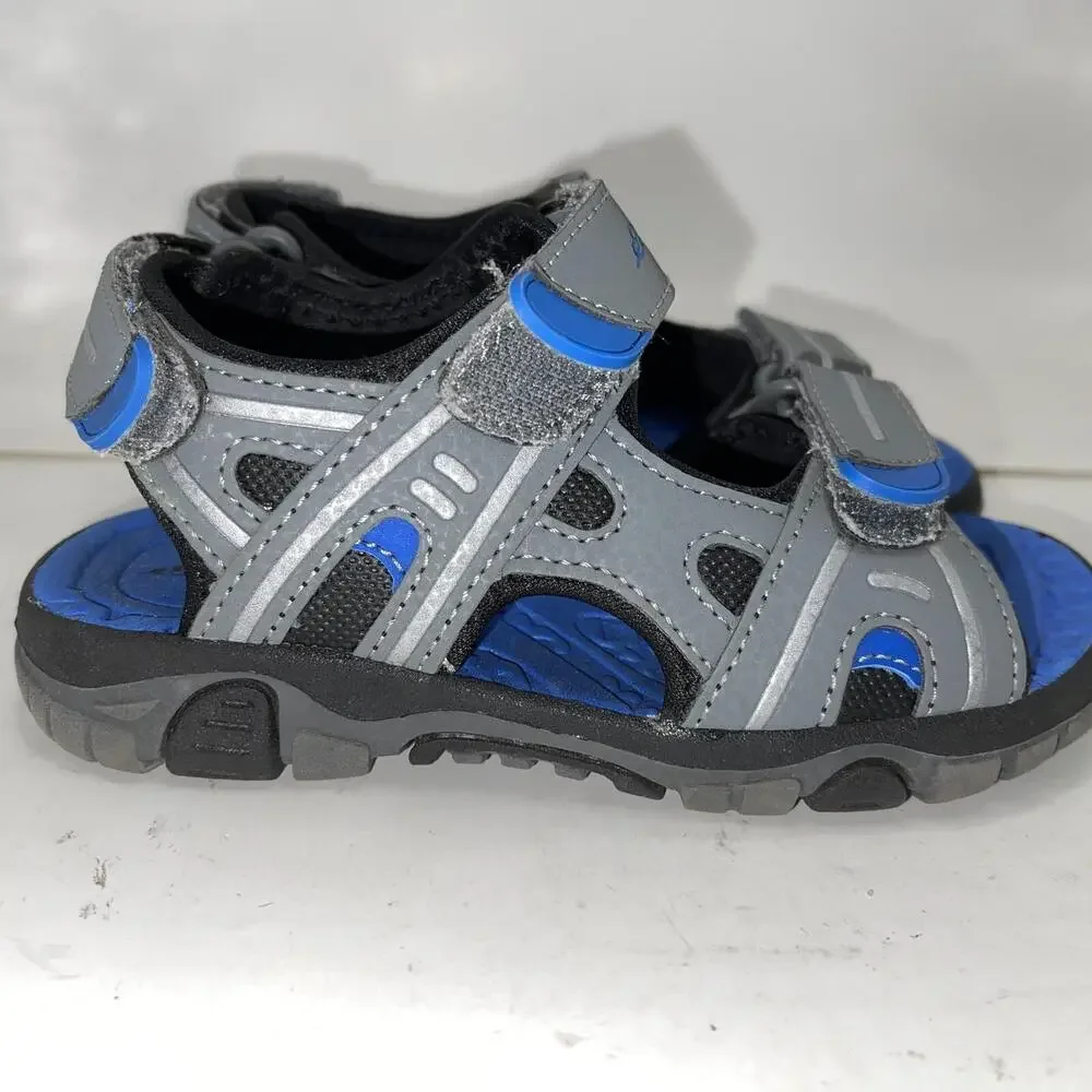 Eddie Bauer Sandals Boys Size 12 Gray Blue Pacific Hook & Loop Hiking Water